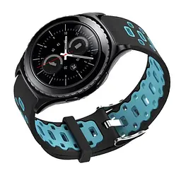 Спортивний ремінець Primo Perfor Classic для годинника Samsung Gear S2 Classic SM-R372/R735 Black Blue - мініатюра 2