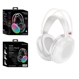 Бездротові накладні навушники Disco Pulse PG580 RGB Bluetooth 5.3 з мікрофоном 18 годин роботи білий - мініатюра 2