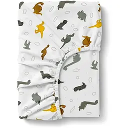 Простирадло Cosas на резинці фланель 80х160 dino world, бежевий (Flannel_DinoWorld_80x160x20)