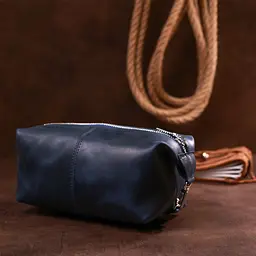 Добротна шкіряна косметичка Shvigel 16401 синій - мініатюра 7