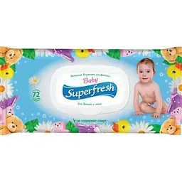 Дитячі вологі серветки Superfresh Baby chamomile з клапаном 72 шт