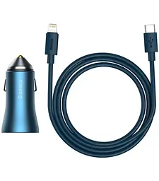 АЗУ Baseus Golden Contactor Pro Dual Quick Charger USB+Type-C+Cable Type-C to Lightning 40W TZCCJD-03 Blue - мініатюра 4