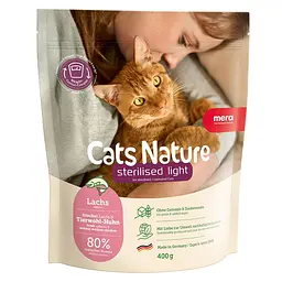 Сухий корм для стерилізованих та кастрованих котів Mera Cats Nature Sterilised Light Salmon (Lachs) з лососем 400 г