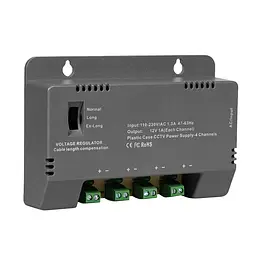 Блок живлення Kraft KRF-1204B (4CH) 60W, 4 канали навантаження, 12V/1A на 1 канал, з регулятором напруги для компенсації довжини кабелю (43-00144) - мініатюра 3