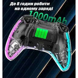 Прозорий Бездротовий Джойстик для PS4 та ПК з RGB підсвічуванням Джойстик Бездротовий Геймпад для ПК Телефону Комп'ютера Bluetooth - мініатюра 8