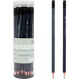 Олівець чорнографітний Yes Fusion Shadow трикутний з гумкою 2 кольори мікс софт тач покриття 36 шт. (280710) - мініатюра 2