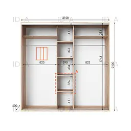 Шафа-купе Idea серія 6 210 x 60 x 210 см Дуб сонома Дзеркало - мініатюра 2