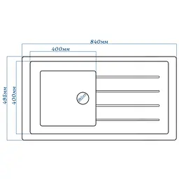 Мийка кухонна Valetti 19N гранітна 840х495 мм тера - мініатюра 6