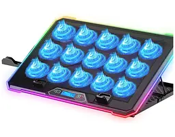 Охолоджувальна підставка для ноутбука до 21 дюймів Ice Coorel K-15D 15 fans RGB - мініатюра 1
