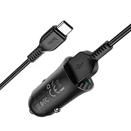 Автомобільний зарядний пристрій Hoco Z39 Farsighted dual port QC3.0 Car charger set (Type - C) Чорний