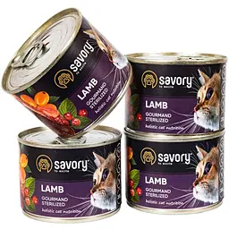 Набір вологих кормів для стерилізованих котів Savory Sterilised 3+1 з ягням 800 г (4 шт. х 200 г) - мініатюра 3
