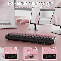 Ігрова механічна клавіатура Attack Shark X66 / 60% / Три режими підключення / Strawberry Switch / Pink - мініатюра 3