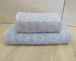 Набір турецьких махрових рушників 50х90+70х140 Gulcan Jacquard Cotton Lux Damla Grey