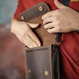 Сумка чоловіча шкіряна Handycover S417 коричнева матова з клапаном - мініатюра 8