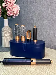 Стайлер 5в1 HAIR BRUSH Styler + Коробка з функціями об'єму, випрямлення, накручування темно-синій - мініатюра 2