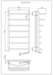 Електрична рушникосушарка Kosser Каскад Дуга 900x500/7 ER рег. ДКД03ЕR, Хром, Праве - мініатюра 5