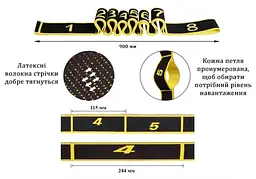 Еспандер стрічковий EasyFit із петлями для тренувань жовтий (MEDIUM) (EF-1683-Y) - мініатюра 3