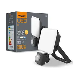 Прожектор Videx F3 20W 5000K з датчиком руху 220V Black (VLE-F3-0205B-S)