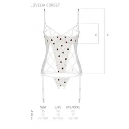Корсет із підв'язками + стрінги Passion LOVELIA CORSet white L/XL - мініатюра 7