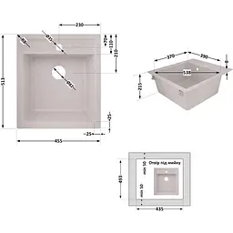 Кухонна мийка Lidz 460х515/200 MAR-07 пісочна (LIDZMAR07460515200) - мініатюра 7