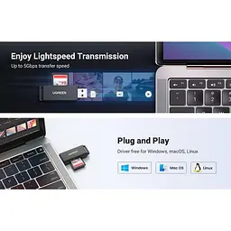 Кардридер Ugreen Card Reader TF/SD USB 3.0 Black (40752) - миниатюра 6