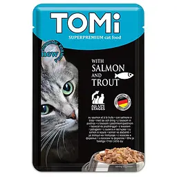 Вологий корм TOMi Superpremium Salmon Trout лосось форель консерви для котів, пауч 100г