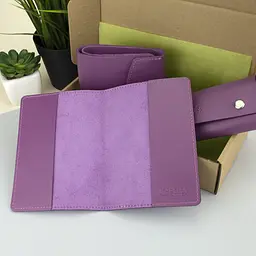 Подарунковий жіночий набір Handycover №54 (фіолетовий) гаманець + ключниця + обкладинка на паспорт - мініатюра 3