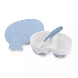 Мисочка з ложечкою двухкамерная BabyOno, 350 мл, блакитний (1067/01) - мініатюра 3