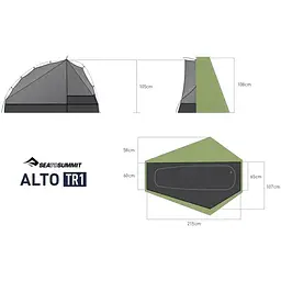 Намет Sea to Summit Alto TR1 Mesh Inner Sil/PeU Fly NFR Зелений (1033-STS ATS2039-01160410) - мініатюра 15