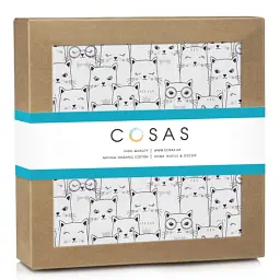 Багаторазова непромокаюча пелюшка Cosas Cats White 100х140 см біло-чорна (Diaper_CatsWhite_100x140) - мініатюра 2