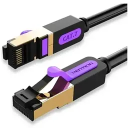 Патч-корд 0.5м, S/FTP cat 7 RJ-45 black Vention (ICDBD)