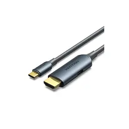 Кабель мультимедійний USB-C to HDMI M 1.5m 4K60Hz + USB-C F power gray Vention (ABLHG)