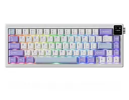 Клавиатура игровая механическая беспроводная Ajazz AK-650WP White-Purple RGB Flying Fish Switch Hot-Swap 2.4G/Bluetooth/USB - мініатюра 1