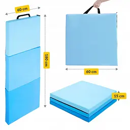 Мат гімнастичний складаний 4FIZJO 180 x 60 x 5 см 4FJ0570 Blue/Sky Blue (P-5907739319685) - мініатюра 8