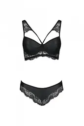 Комплект из эко-кожи с кружевом: бра и трусики Passion Loona Set, L/XL (черный) - миниатюра 5