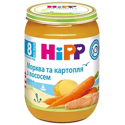 Уцінка. Пюре HiPP Морква і картопля з лососем, 190 г 