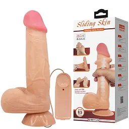 Вібратор Baile Sliding Skin Sadik 8.5'' 21.8 см тілесний - мініатюра 2