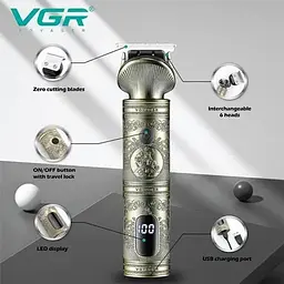 Професійна акумуляторна машинка для стрижки волосся VGR 106 6 в 1 5Вт - мініатюра 4