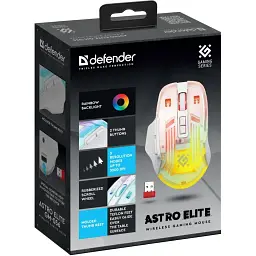 Комп'ютерна мишка Defender Astro Elite GM-056 бездротова ігрова 3200dpi. 7кн. 500 mAh біла (52056)