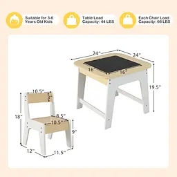 Комплект дитячих меблів Costway Kids Set 2-in-1 Desk стіл та 2 стільці з двосторонньою стільницею-дошкою - мініатюра 5