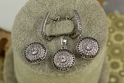 Набір Xuping Jewelry сережки підвіски та кулон Версаче 3 см сріблястий