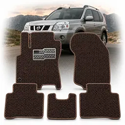 Килимки в салон EVA для Nissan X-Trail (Т-30) 2001-2007 з підп'ятником Коричневі 5 шт