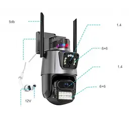 Вулична охоронна WIFI камера відеоспостереження Dual Lens Поворотна камера спостереження з бузком - мініатюра 6