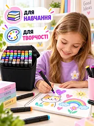 Маркери для скетчингу 48 кольорів спиртові двосторонні 1/6 мм для малювання у чохлі, різнокольорові (49676391) - мініатюра 8