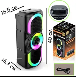 Портативна Bluetooth колонка E-4203 стереозвук караоке FM-радіо LED-підсвічування AUX до 4 годин автономної роботи 16 Вт Чорний - мініатюра 6