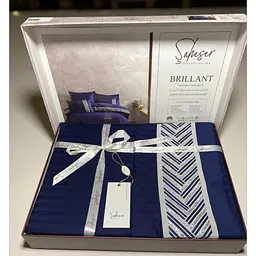 Постільна білизна євро Arya Saheser Сатин жаккард Brillant AR-A107302-blue 200х220 см синє - мініатюра 2