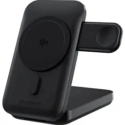 Бездротовий зарядний пристрій Choetech Qi2 3in1 Magnetic Charger Holder 10000mAh 15W Black (B750-CCBK) [127159]