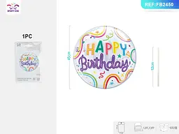 Балон "Happy Birthday HP" прозорий 45 см 1 шт - мініатюра 2
