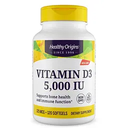 Вітамін D3 з MCT олією Healthy Origins Vitamin D3 5000 IU with MCT Oil, 120 капсул