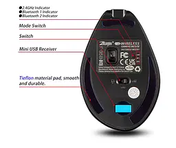 Вертикальна миша бездротова Zelotes F-35 з акумулятором та RGB підсвічуванням Black - мініатюра 5